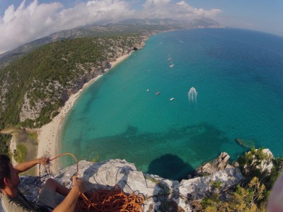 The view from the top of our climb at Cala Luna, Sardinia