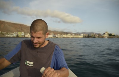 Dinghy ride into Tarrafal, Santiago