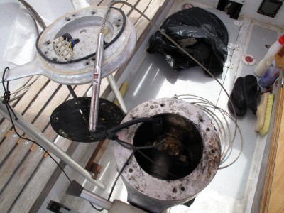 The wheel column where the cable has to go through