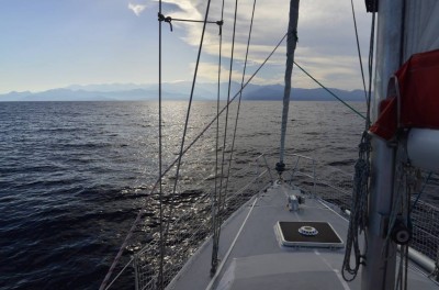 LAND!! Our first look at Galéria, Corsica. 