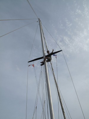 My first time up the mast :) The view was great!