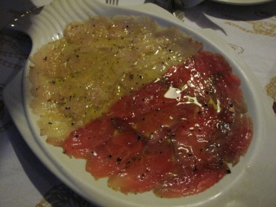 Tuna and bonito carpaccio. Mmmmmmmm.