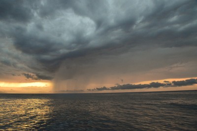 We just sailed under this epic rain cloud of terror. 