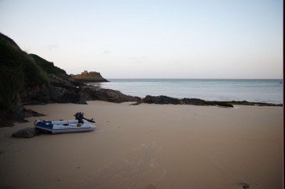 Our dinghy after high tide
