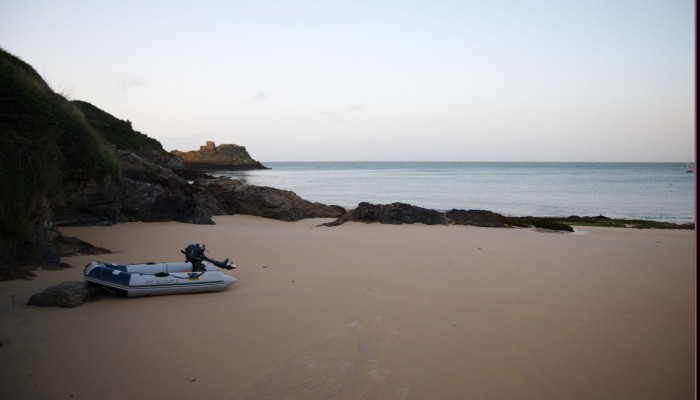 Our dinghy after high tide