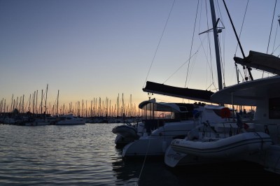 La Rochelle harbour at night